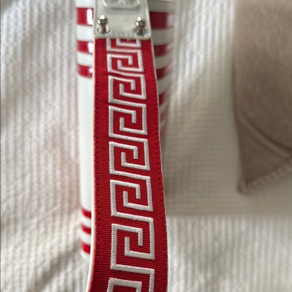 Versace Red and White Geometric Crossbody Bag - Picture 11 of 16